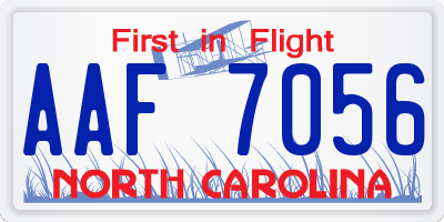 NC license plate AAF7056