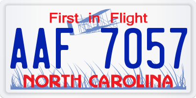 NC license plate AAF7057