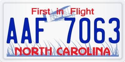 NC license plate AAF7063