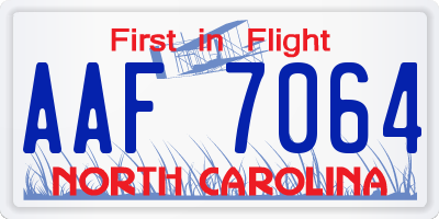 NC license plate AAF7064