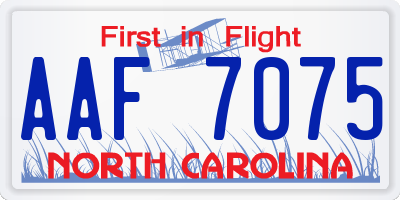 NC license plate AAF7075