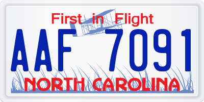 NC license plate AAF7091