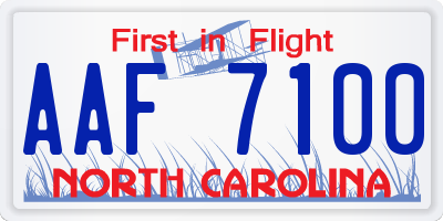 NC license plate AAF7100