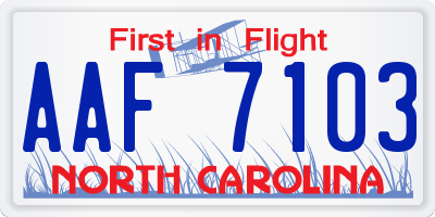 NC license plate AAF7103