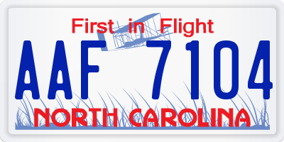 NC license plate AAF7104