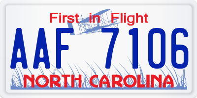 NC license plate AAF7106