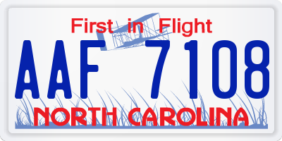NC license plate AAF7108