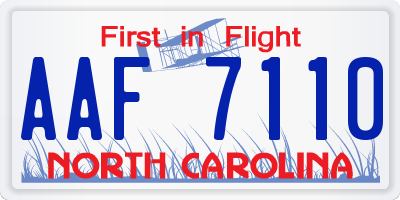 NC license plate AAF7110