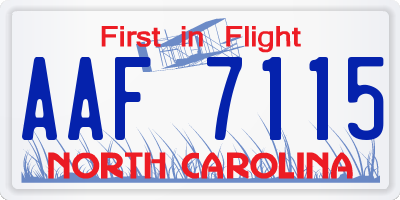NC license plate AAF7115
