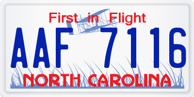 NC license plate AAF7116