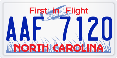 NC license plate AAF7120