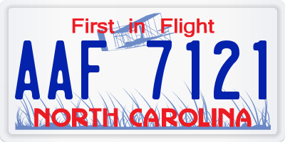 NC license plate AAF7121