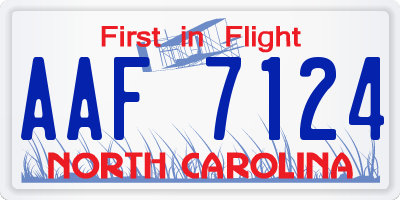 NC license plate AAF7124