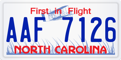 NC license plate AAF7126
