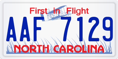 NC license plate AAF7129