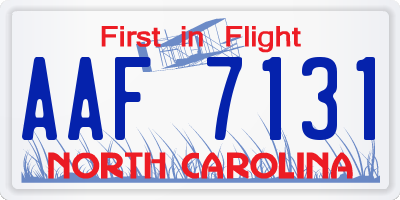 NC license plate AAF7131