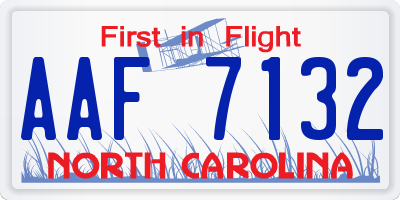 NC license plate AAF7132