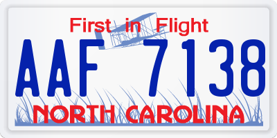 NC license plate AAF7138