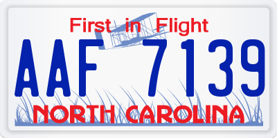 NC license plate AAF7139