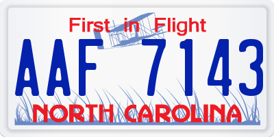 NC license plate AAF7143
