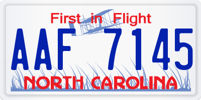 NC license plate AAF7145
