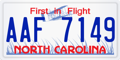 NC license plate AAF7149