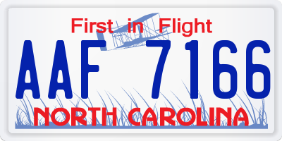 NC license plate AAF7166