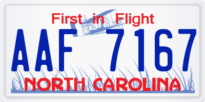 NC license plate AAF7167