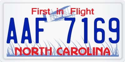 NC license plate AAF7169