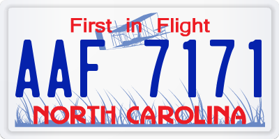 NC license plate AAF7171