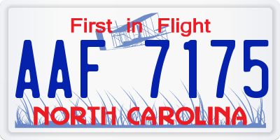 NC license plate AAF7175