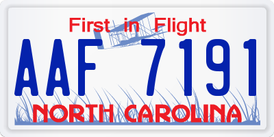 NC license plate AAF7191