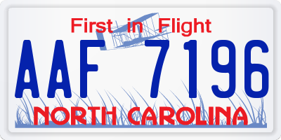 NC license plate AAF7196