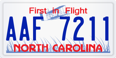 NC license plate AAF7211