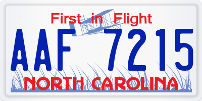 NC license plate AAF7215