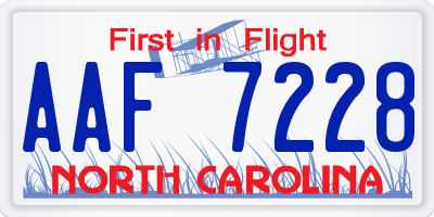 NC license plate AAF7228