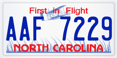 NC license plate AAF7229