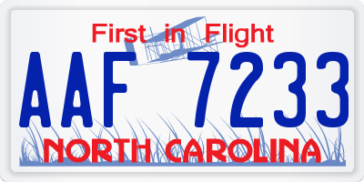 NC license plate AAF7233