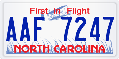 NC license plate AAF7247