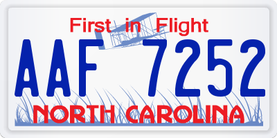 NC license plate AAF7252