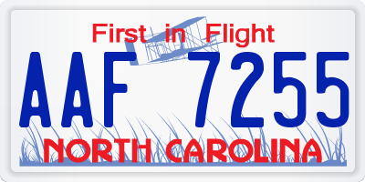 NC license plate AAF7255