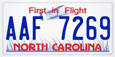 NC license plate AAF7269
