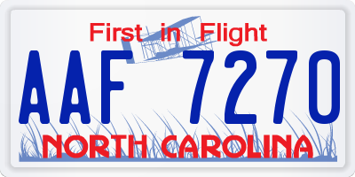 NC license plate AAF7270