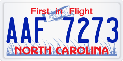 NC license plate AAF7273