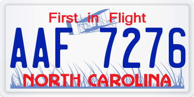 NC license plate AAF7276