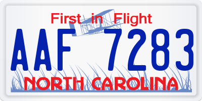 NC license plate AAF7283