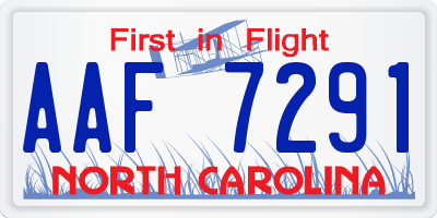 NC license plate AAF7291