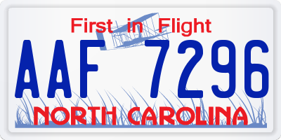 NC license plate AAF7296