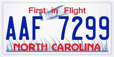 NC license plate AAF7299