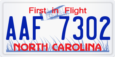 NC license plate AAF7302
